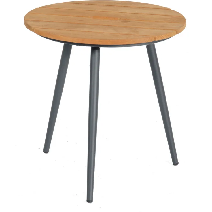 Sonnenpartner Beistelltisch Gala Ø 50 cm Aluminium/Old Teak Tisch Gartentisch