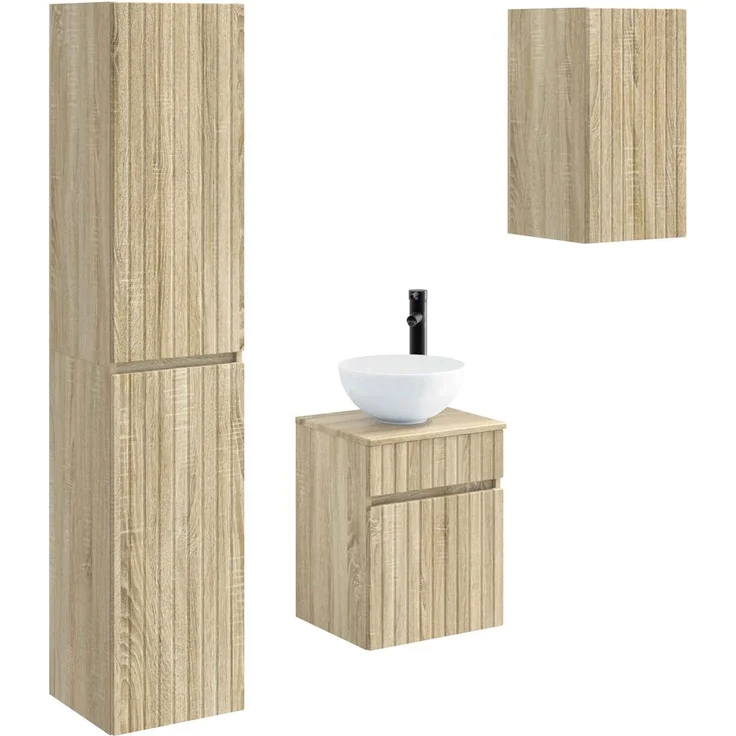 vidaXL Badezimmerschrank-Set 3 stk. Sonoma-Eiche 33 x 34,5 x 160 cm 3406085 – Bild 2
