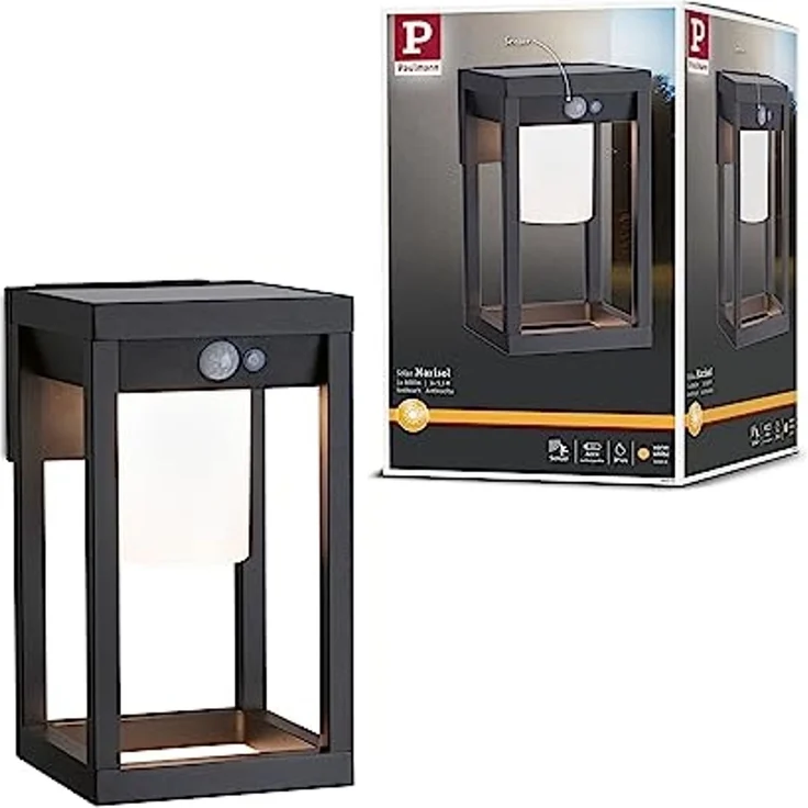 Paulmann 94572 Outdoor Solar LED Wandleuchte Marisol IP44 3000K schwarz – Bild 1