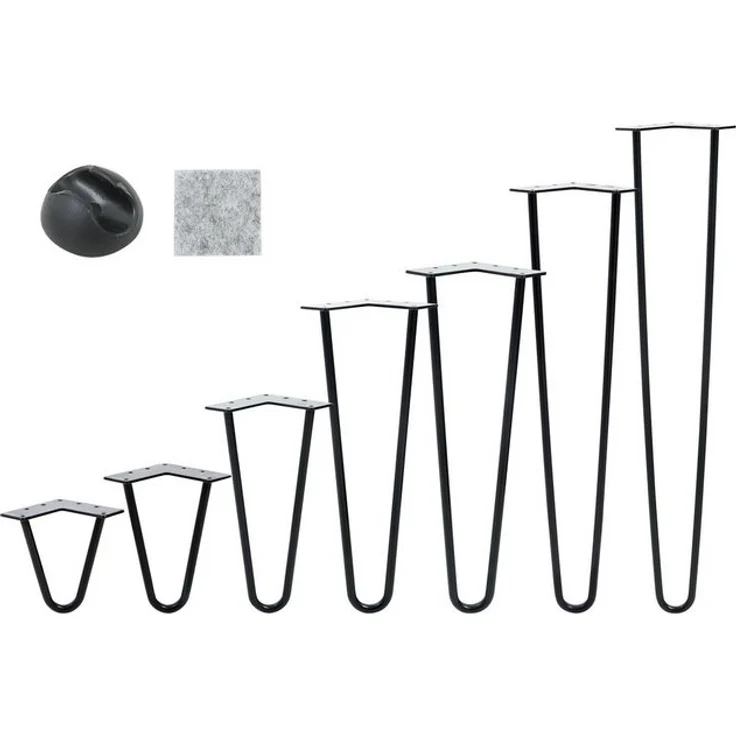 VENDOMNIA Tischbein Hairpin 4er Set, Metall, aus Stahl, 2 oder 3 Streben, Größenwahl, Haarnadel Möbelfüße,Hairpin Legs Tischgestell,Couchtisch, Schreibtisch – Bild 4