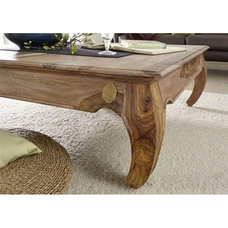 Couchtisch Sheesham 120 x 120 x 40 braun lackiert OPIUM #633 – Bild 4