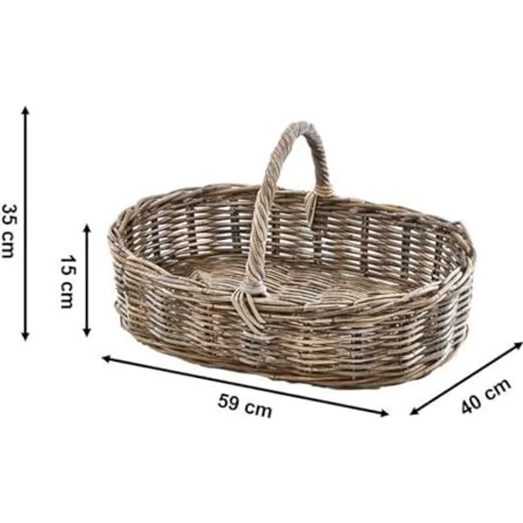 Kobolo Tablett Dekotablett Serviertablett aus Rattan kubu grey, Rattan – Bild 3