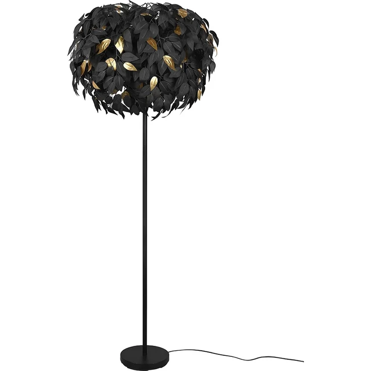 Stehleuchte, Blattdesign, Metall, schwarz gold, H 180 cm – Bild 1