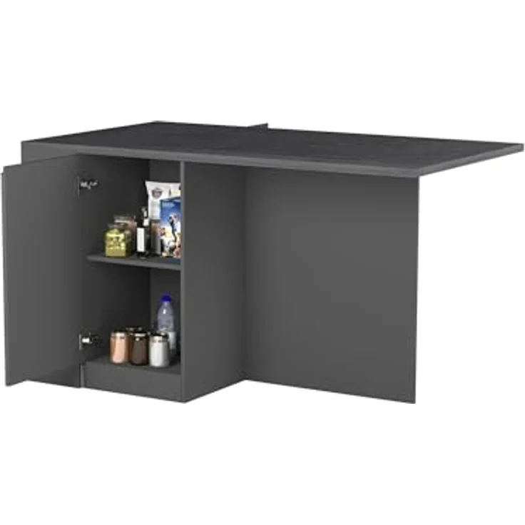 Dmora - Kücheninsel Osvaldo, Mehrzweckschrank, Küchenzeile Schrank, Zusätzlicher Tisch, 100% Made in Italy, 160 x 90 x 90 cm, Anthrazit und Schiefer – Bild 7