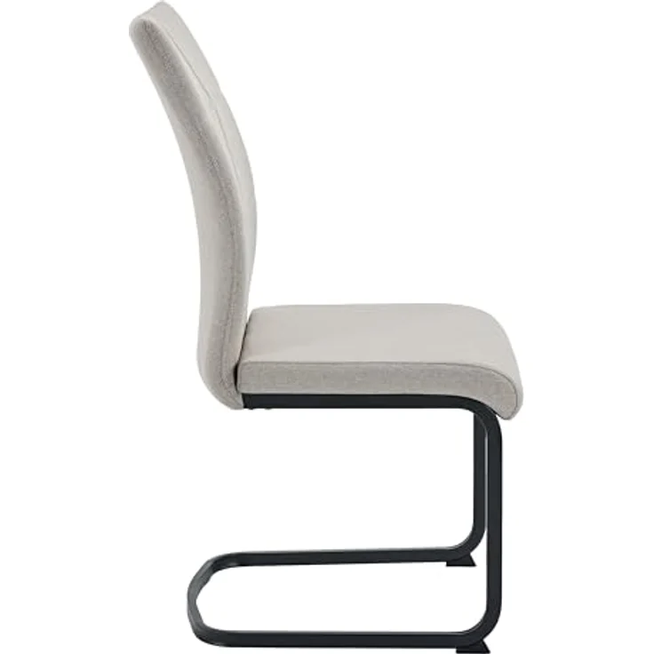 Hela Tische, 2er Set Schwingstuhl Esszimmerstuhl Turin, Webstoff Schlamm, Steppung, Oeko-TEX, Metallgestell Vierkantrohr Schwarz, belastbar 120kg – Bild 4