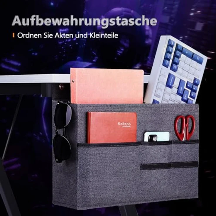 ODK Gaming Tisch, Computertisch, Gaming Schreibtisch mit runder Ecke, Gaming-Tisch mit Monitorablage (Weiß, 167x120 cm) – Bild 6