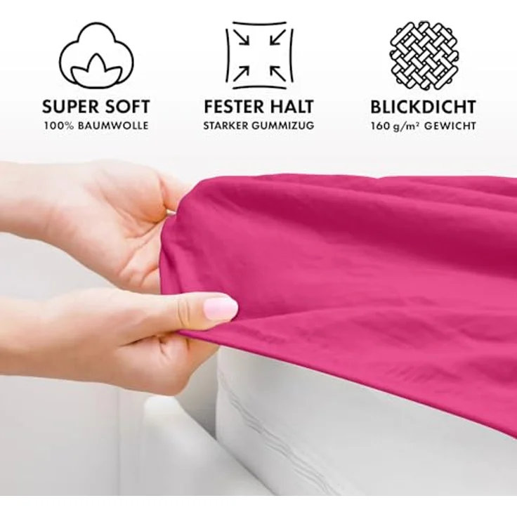Jacobson Spannbettlaken aus 100% Baumwolle, Jersey Bettlaken 160 g/m², Spannbetttuch mit Gummizug, OEKO-TEX®, pflegeleicht, viele Farben – Bild 4