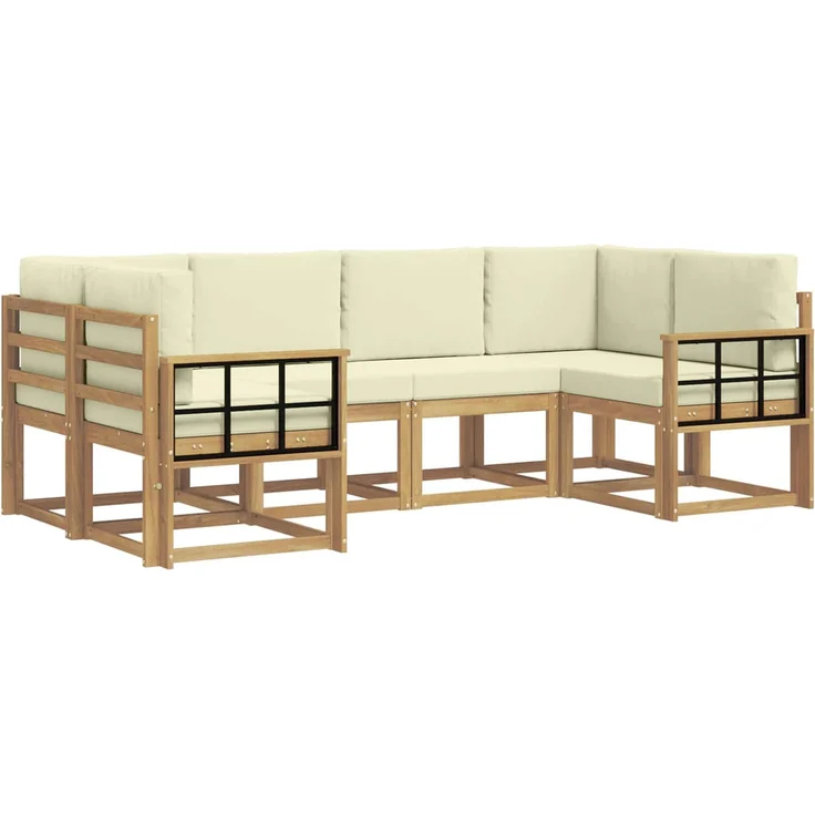 vidaXL Outdoor-Sofagarnitur 6 stk. 6-Sitzer Weiß und Creme 3388129 – Bild 2