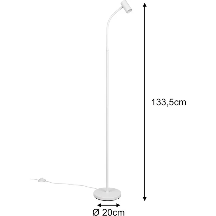 Schmale Stehlampe TARYN Weiß mit flexibel einstellbarem Spot, Höhe 133,5cm – Bild 4