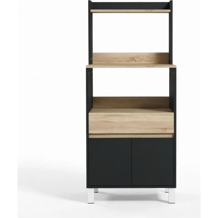 ZUBALIYA Küchen‑Buffet Mikrowellenschrank mit Schrank, mit praktischer Küchenaufbewahrungsschrank für Haushalt und mikrowellenmöbel, 60.00 x 40.00 x 131.00 cm, mit Schubladen, Samt, Schwarz – Bild 7