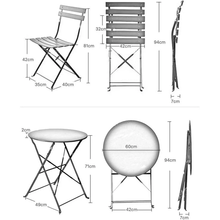 Grand patio Bistro Set 3tlg. Gartenmöbel Premium Stahl Klappbar Hof Balkonset – Bild 7