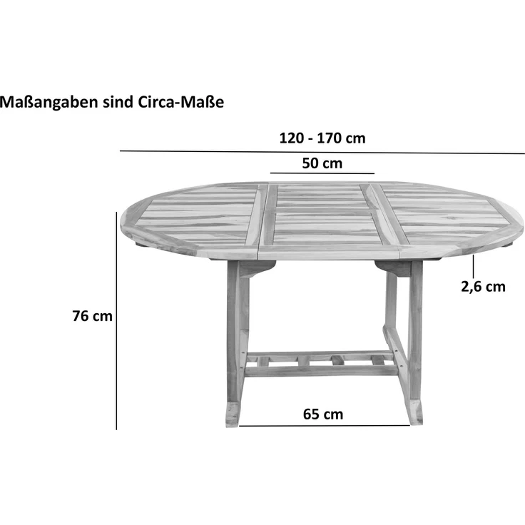 Gartentisch ausziehbar Teak Holz 120 - 170 cm oval BORNEO 34716508 – Bild 8