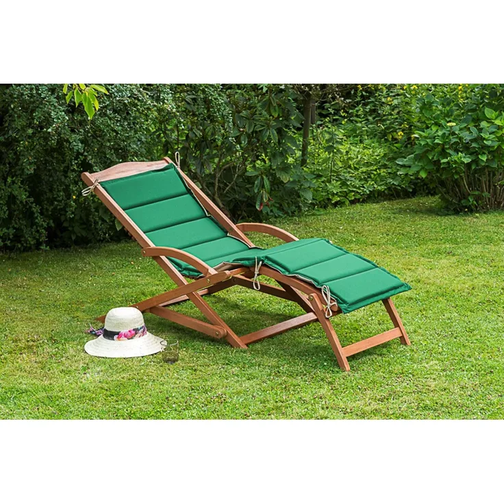 Merxx Schwungliege "Copa Cabana" mit Wendeauflage grün/beige, Eukalyptusholz, TÜV-geprüft, bis 100 kg belastbar