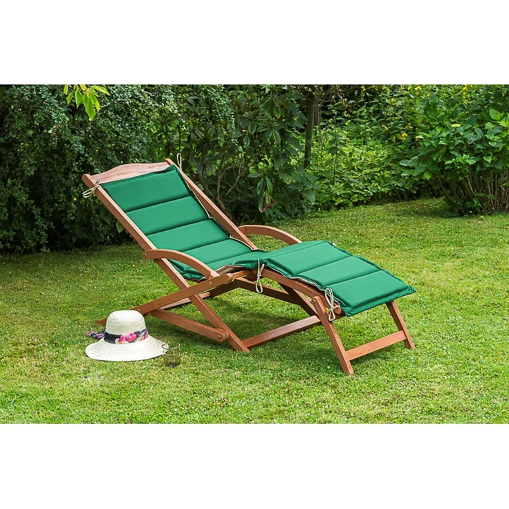 Merxx Schwungliege "Copa Cabana" mit Wendeauflage grün/beige, Eukalyptusholz, TÜV-geprüft, bis 100 kg belastbar