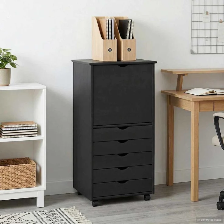 vidaXL Rollschrank MOSS 53 x 39 x 103 cm Massivholz Kiefer Grau 42028370 – Bild 1