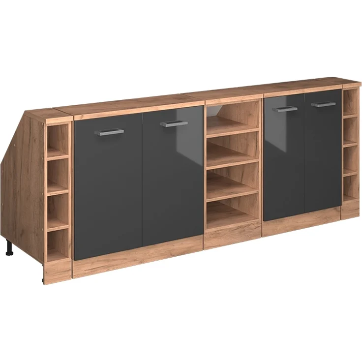 Küchenschrank für Dachschrägen R-Line Anthrazit Hochglanz 210 cm 5er Set Schrankkorpuss 60 cm Tiefe Vicco – Bild 1