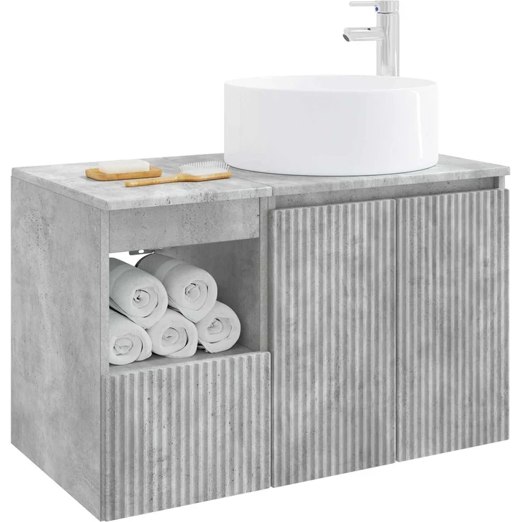 vidaXL Badezimmerschrank-Set 2 stk. Betongrau 79,5 x 44,5 x 80 cm 3404107 – Bild 3