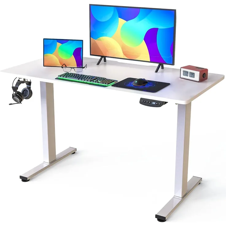 KLIM K120E Standing Desk + Höhenverstellbarer Schreibtisch 120x60 cm + Schreibtisch Höhenverstellbar Elektrisch mit Langlebigen Materialien + Einfache Installation + NEU 2022 (Weiß)