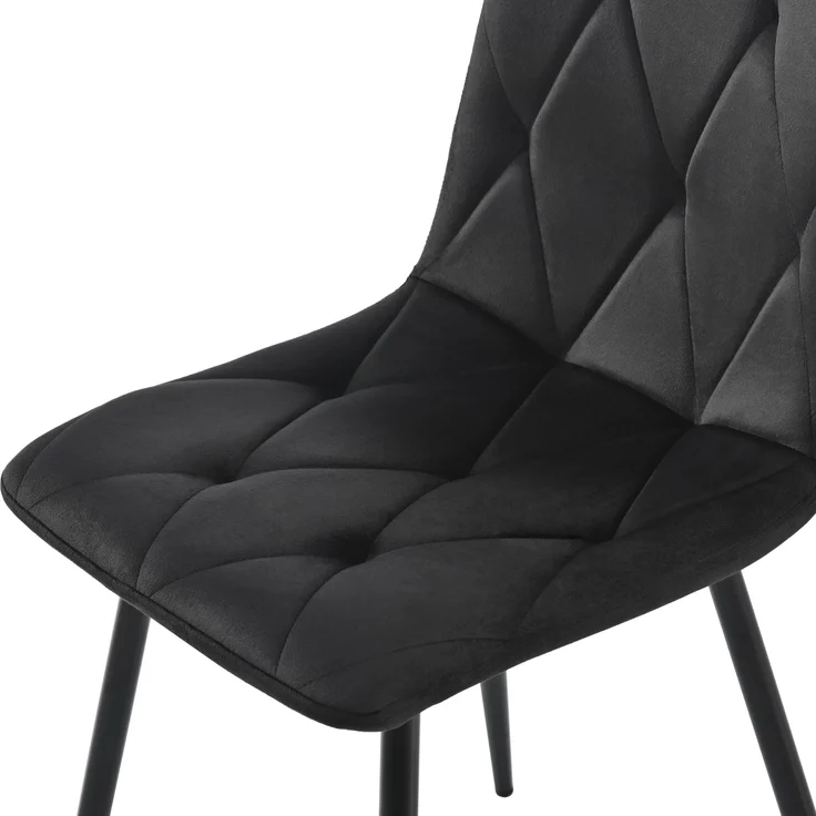 Esszimmerstuhl 4er-Set, 45x40x86 cm, schwarzer Samt, Metallgestell – Bild 9