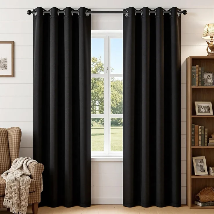 Joydeco Verdunkelungsvorhänge, 213 cm Länge, 2 Paneele, wärmeisoliert, lange Vorhänge und Vorhänge, 2 Burgfarben, Raumverdunkelungsvorhänge für Wohnzimmer, Schlafzimmer, Fenster (B x L x L), 132x213