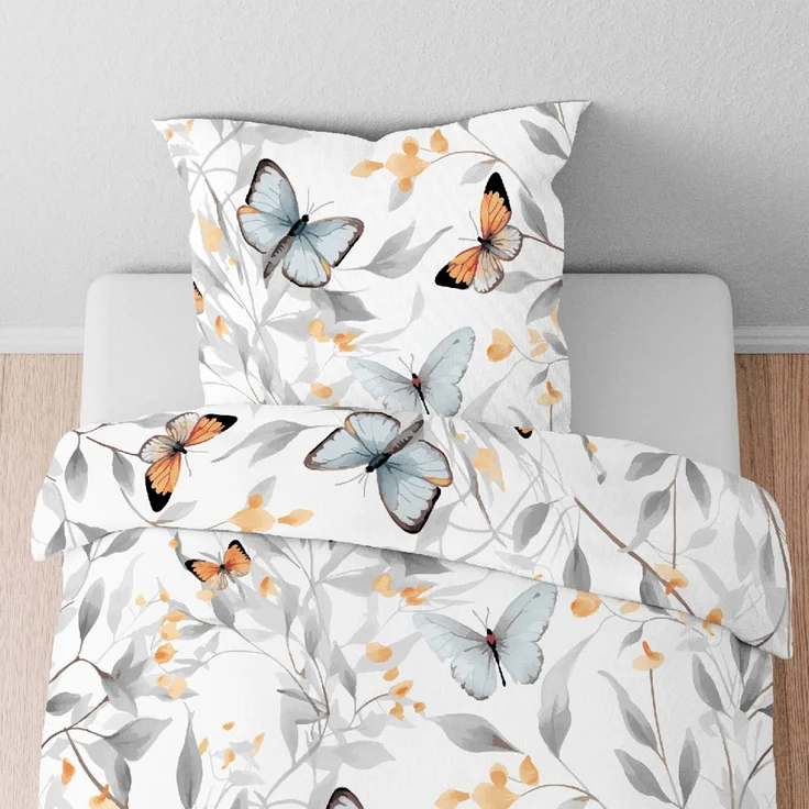 Bettwäsche Biberna Tencel Satin 0474494-001 Schmetterling grau 155x220 – Bild 3