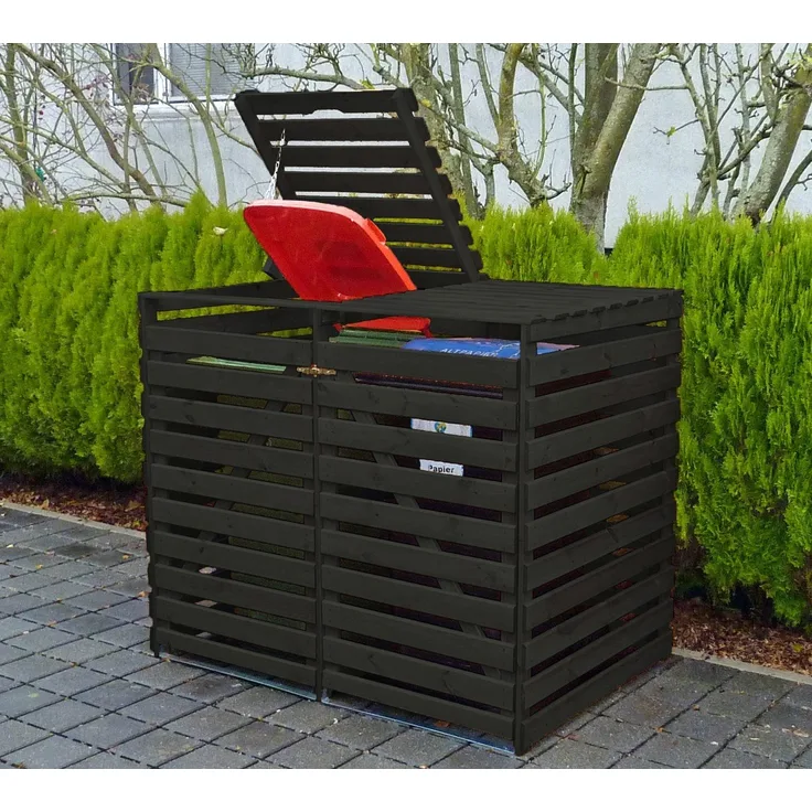 promadino Mülltonnenbox Vario V, für 2x240 l, anthrazit