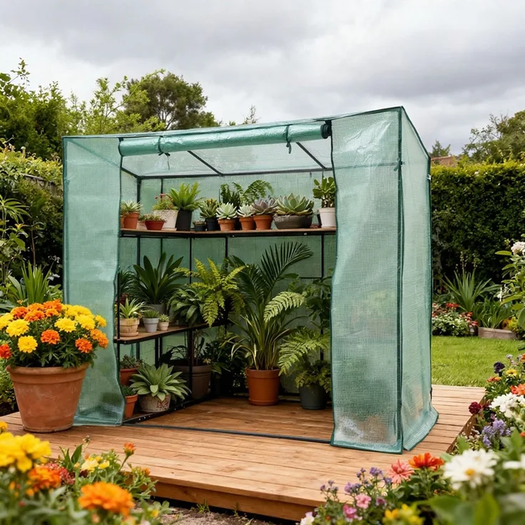 Home Nature Wohnkonzept Tomatengewächshaus Gewächshaus 171,5 × 79,5 × 204 cm – Foliengewächshaus für Balkon und Garten – Stabil, Winterfest, Grün