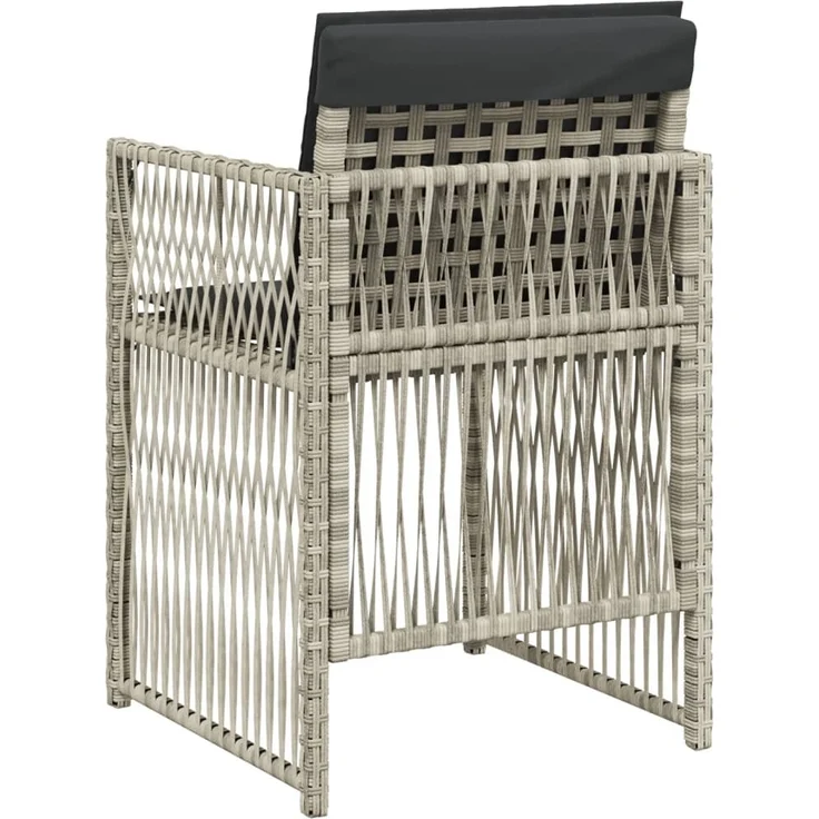 vidaXL Gartenstühle mit Kissen 4 Stk. Hellgrau Poly Rattan 364971 – Bild 6
