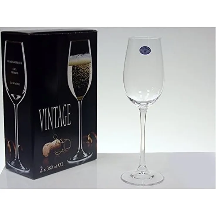 Bohemia Crystal Vintage Set Champagne-Kelche, Glas, Transparent, 38 cl, 2 Stück