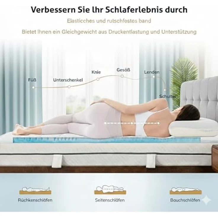 EGO HOME Matratzen Topper 180x200, 7 Zonen Matratzentopper mit Memory-Schaum, Öko-TEX Zertifiziert, 180x200 cm Matratzenauflage für Boxspringbett Matratzen Schlafsofa – Bild 3