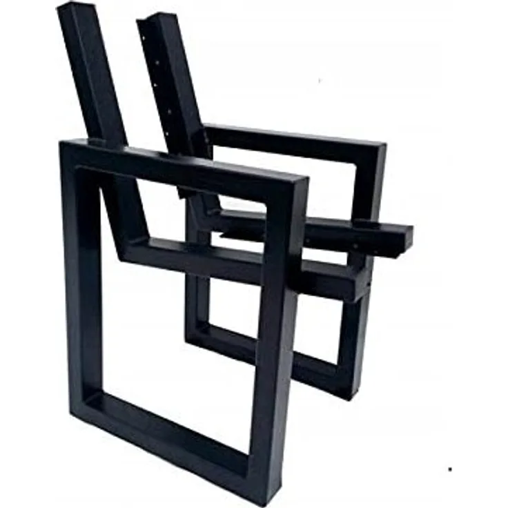 QLS Gartenbank Bankbeine ROM (Set 2 Stück, pulverbeschichtet), Bankgestell Bankfüße Beine aus Stahl schwarz