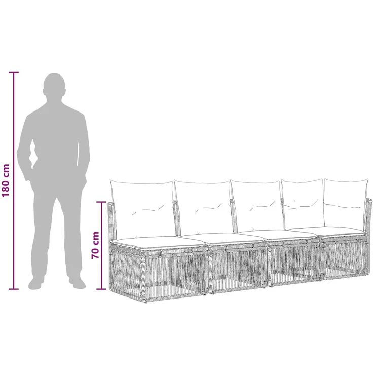 vidaXL Gartensofa-set 5 pcs Grau Poly-Rattan 3434192 – Bild 7