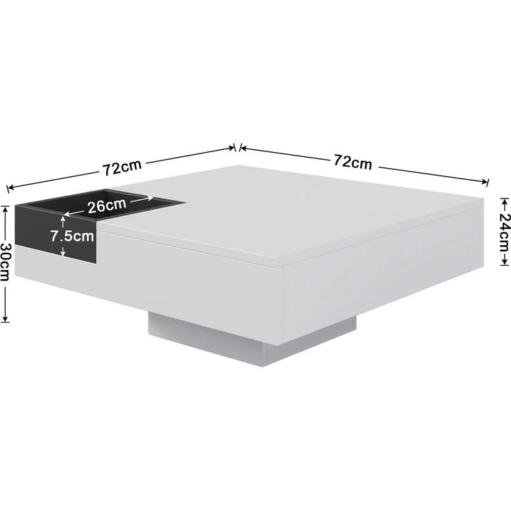 Moderner Couchtisch Schwarz Weiß Hochglanz LED Aufbewahrungsbox Wohnzimmer Tisch Design Möbel – Bild 7