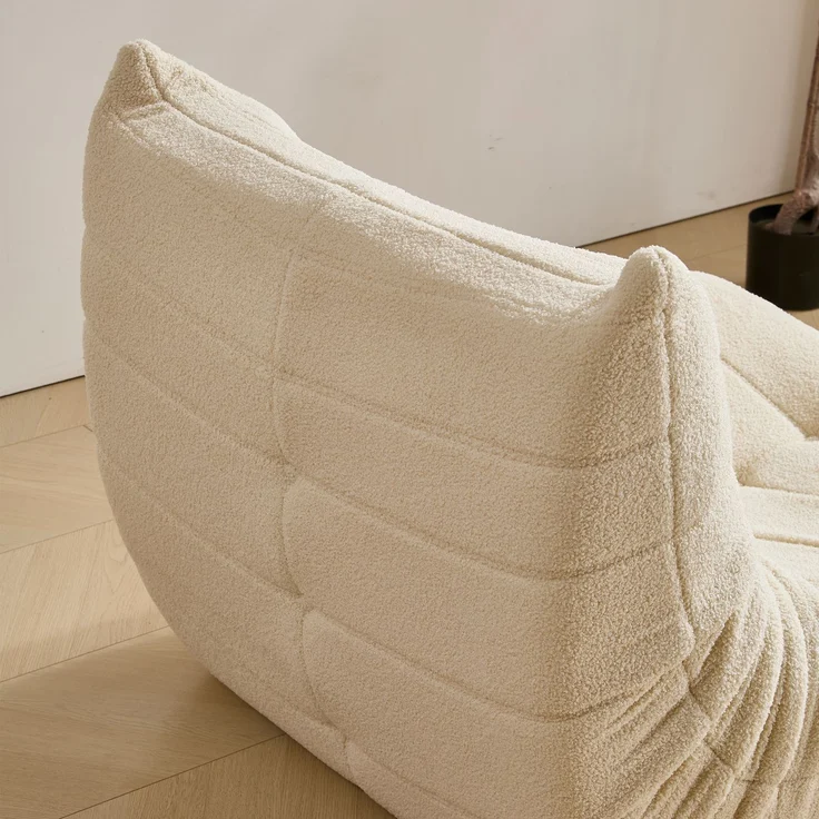 DESVIAE Sitzsack-Sessel mit Lammfell-Optik und Schaumstofffüllung, Beige, 112 x 189 x 82 cm – Bild 8