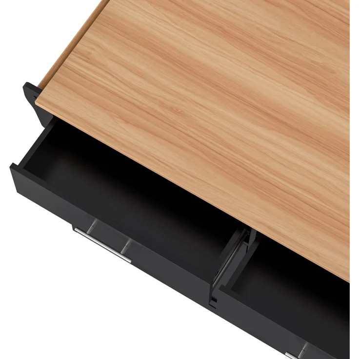 Servierwagen 120x46x91 cm mit klappbarer Tischplatte, Rollen und austauschbaren Holzfüßen, Kücheninsel und Sideboard, Schwarz & Natur – Bild 8