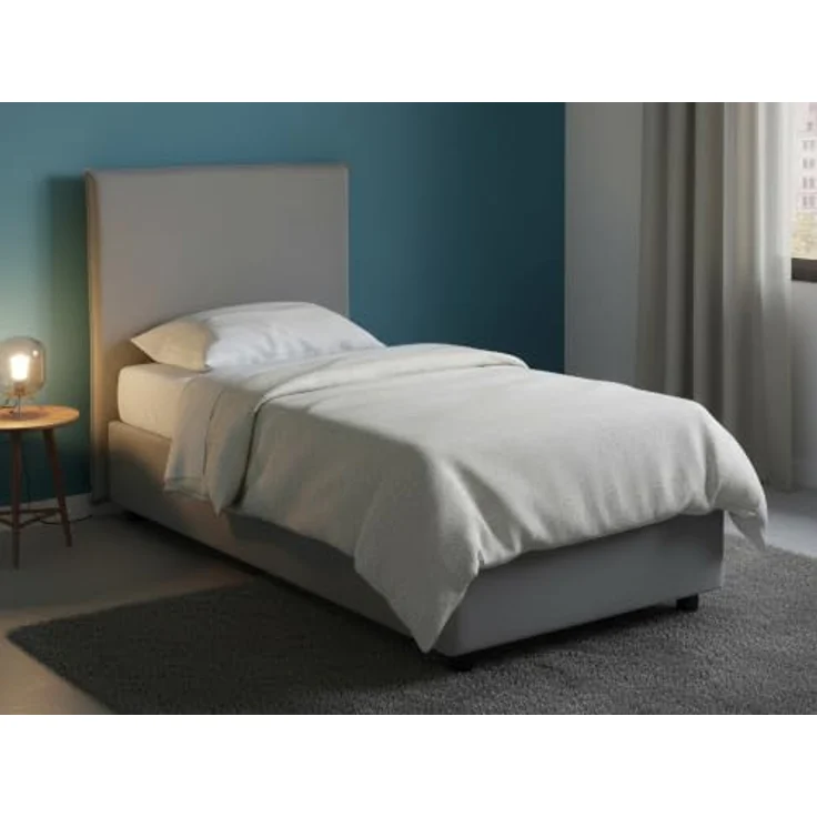 Talamo Italia - Einzelbett Cira, Bettkasten mit Stoffbezug, 100 % Made in Italy, Öffnung vorne, geeignet für Matratzen 90x200 cm, Grau – Bild 5