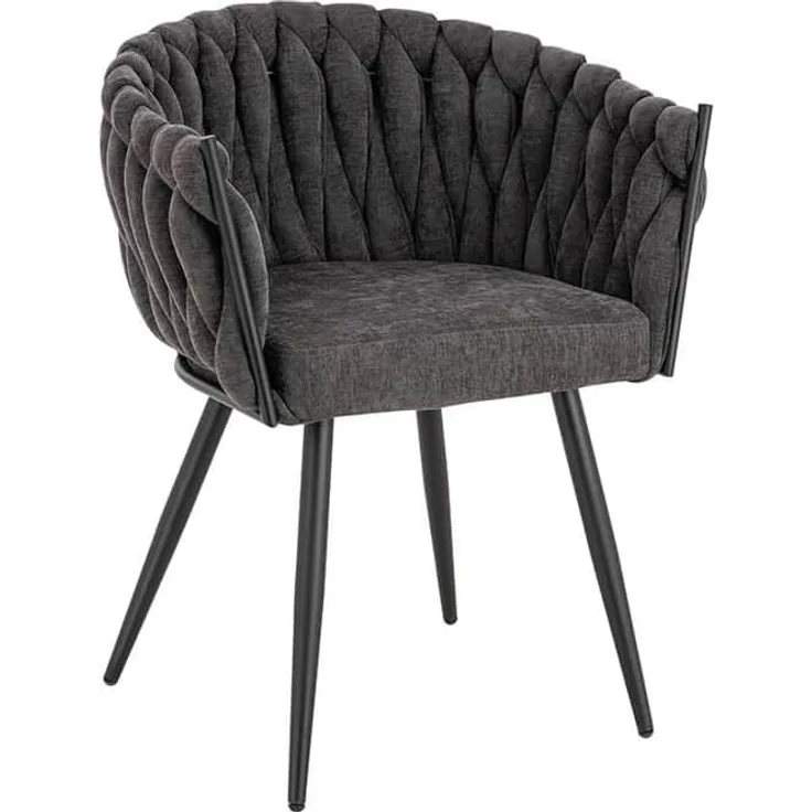 HOME DELUXE Esszimmerstuhl gewebt AYLA - 1er Set Dunkelgrau