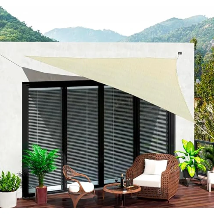 Sonnensegel, dreieckig, mit UV-Schutz, ideal für Außenbereich, Terrasse, Balkon, wasserdicht, aus Polyester, 5 x 5 x 5 m – Bild 3