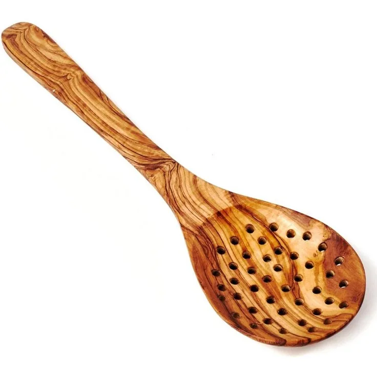 dasOlivenholzbrett Seihlöffel Kochlöffel, Abseiher aus Olivenholz