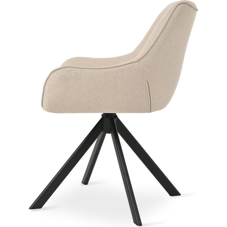 GOEURVANT 1178 Esszimmerstühle 6er-Set mit Armlehnen, 360° Drehbar, Webstoff - Beige Stoff – Bild 5