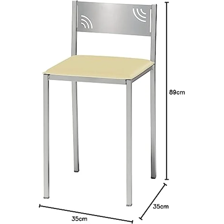 ASTIMESA Zwei Küchenhocker mit niedriger Rückenlehne aus Kunstleder, beige, Sitzhöhe 45 cm. – Bild 3