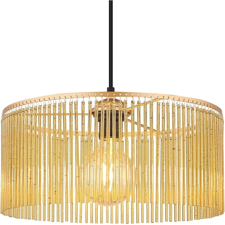 Hängeleuchte, Acrylstäbe, amber, gold, D 35 cm – Bild 9