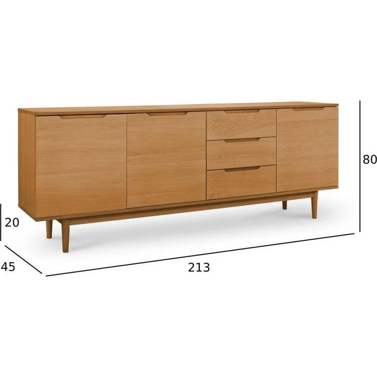 Sideboard Enimeta Eiche Natur 213 cm - 3 Türen, 3 Schubladen & Soft-Close – Bild 4