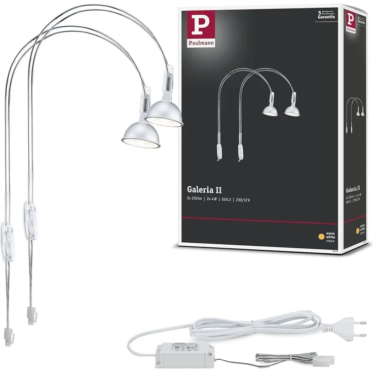 Paulmann No. 99908 Galeria Spiegelleuchte LED II Chrom inkl. Leuchtmittel 2x4W GU5,3