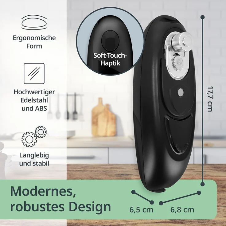 ADE Elektrischer Dosenöffner, praktischer Deckelöffner mit Magnet und Haken, perfekt für Senioren, einhändige Bedienung, ohne scharfe Kanten – Bild 5