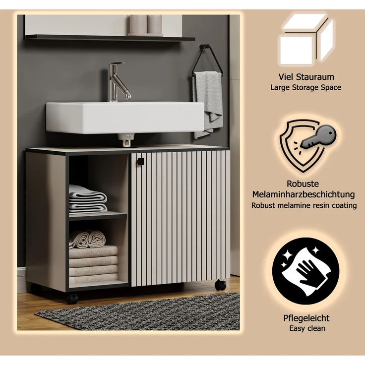 Waschbeckenunterschrank Bliss in grau 80 cm – Bild 8