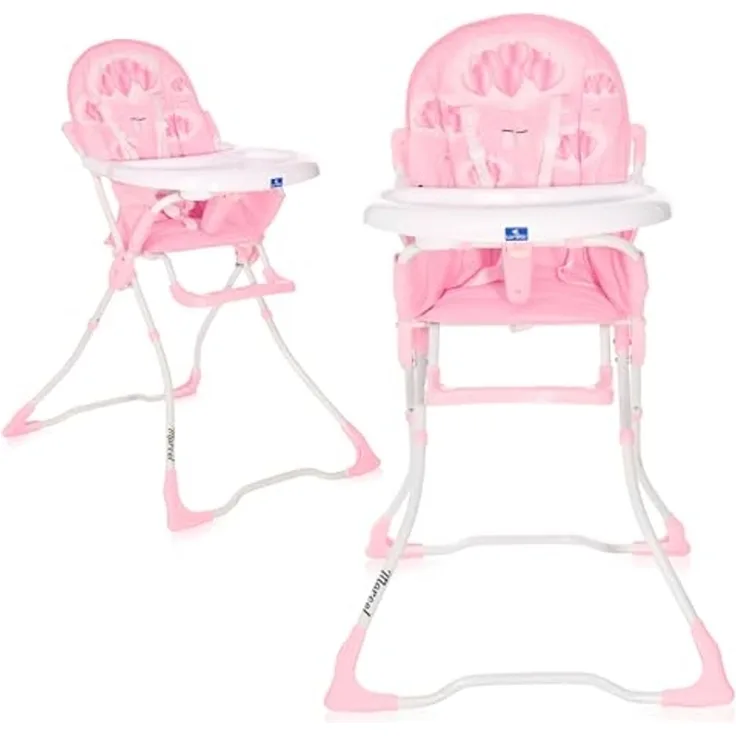 Lorelli Kinderhochstuhl Marcel, klappbar, Bechervertiefung, abwaschbarer Stoff pink