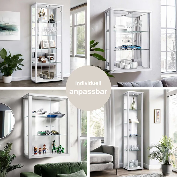 K-Möbel Hängevitrine C1013 (Glasvitrine (80x60x25 cm) mit 2 Glastüren) – Bild 2