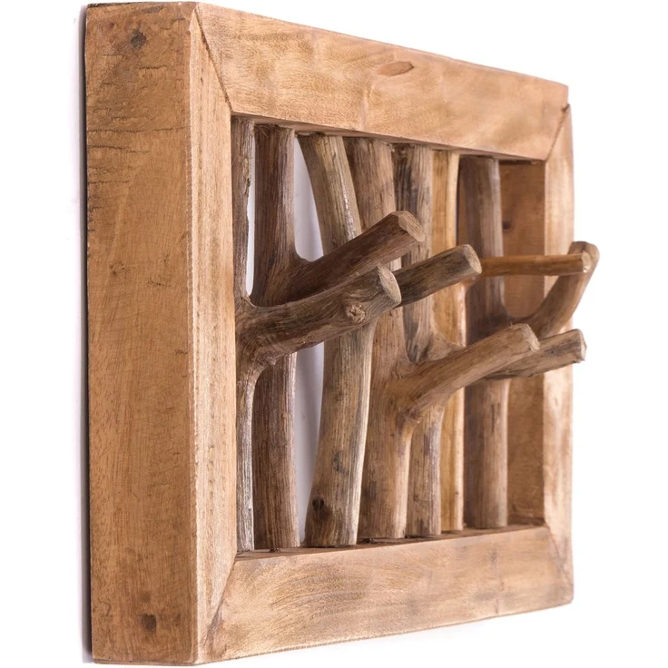 Wandgarderobe Leonor 50 Mahagoni Massivholz, 7 Haken naturfarben – Bild 5