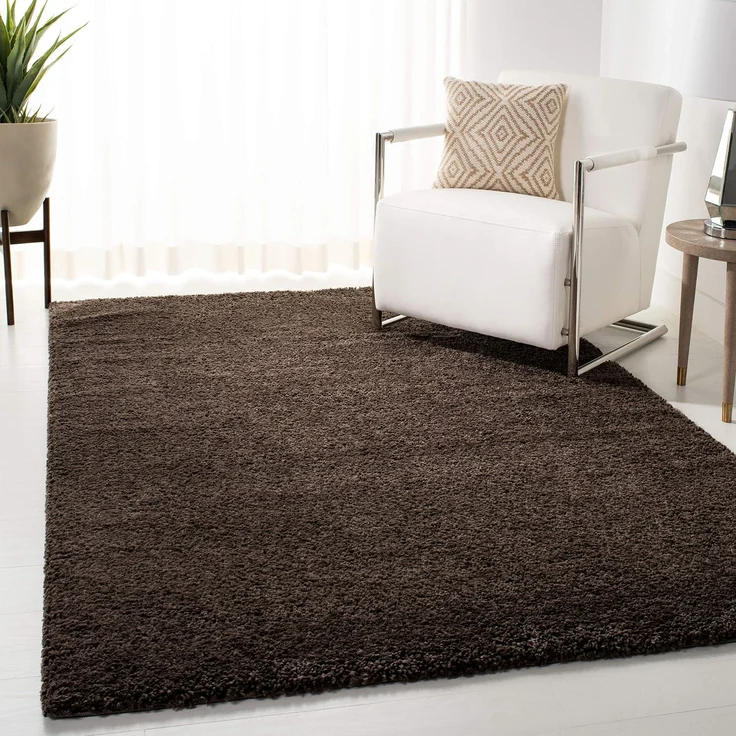 SAFAVIEH Zottelig Teppich für Wohnzimmer, Esszimmer, Schlafzimmer - August Shag Collection, Kurzer Flor, Braun, 122 X 183 cm